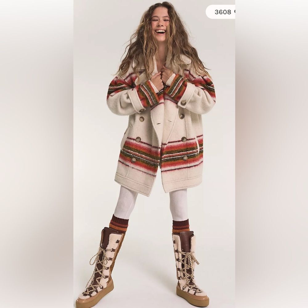 Free People Henri Wool Stripe Coat